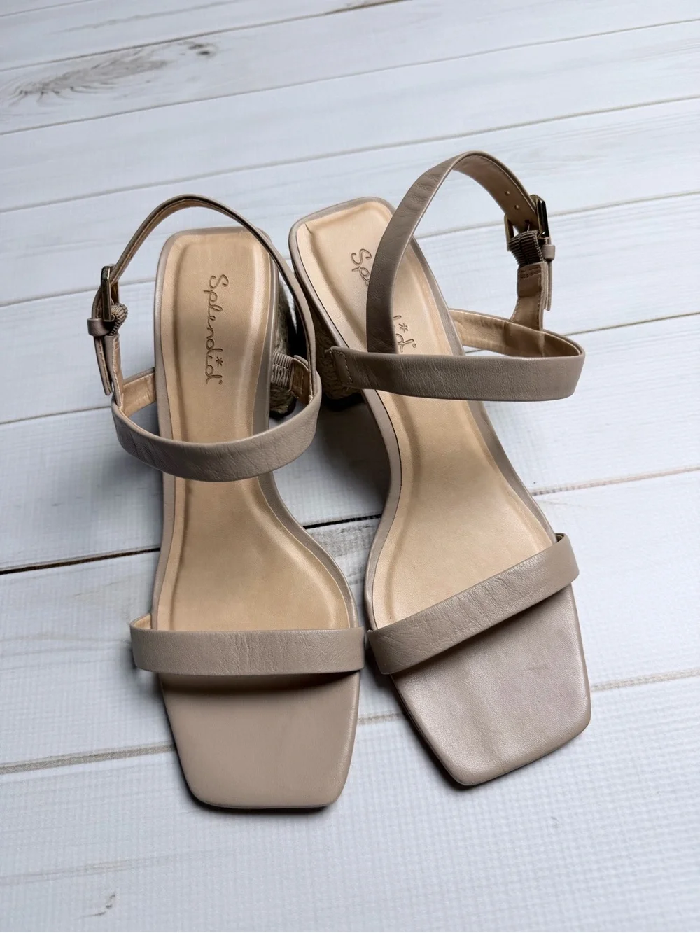Splendid Beige Strap Espadrille Block Heel Sandals